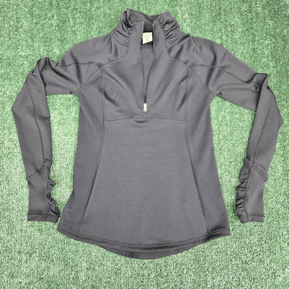 Calia Activewear Black Quarter Zip Long Sleeve Athletic Top Thumbholes Women's M